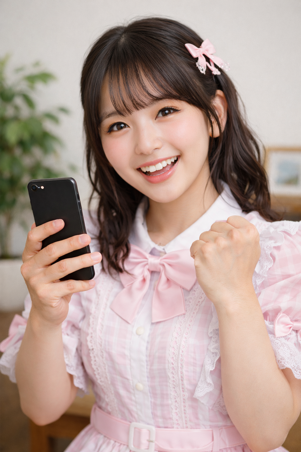 審査に通りスマホを持てて安心する人物